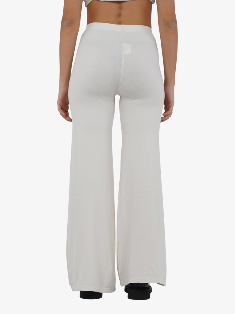 LHIER Pantalone flared donna viscosa bianco