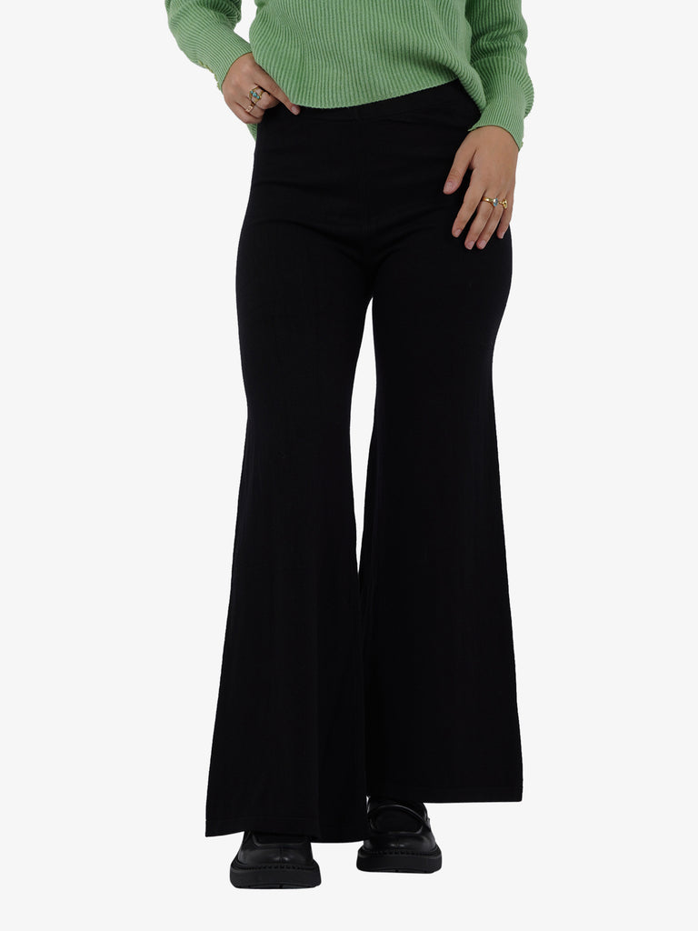 LHIER Pantalone flared donna viscosa nero