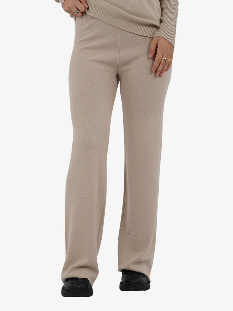 LHIER Pantalone morbido donna viscosa beige