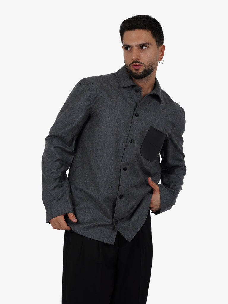 LOW BRAND Camicia S147 uomo lana grigio