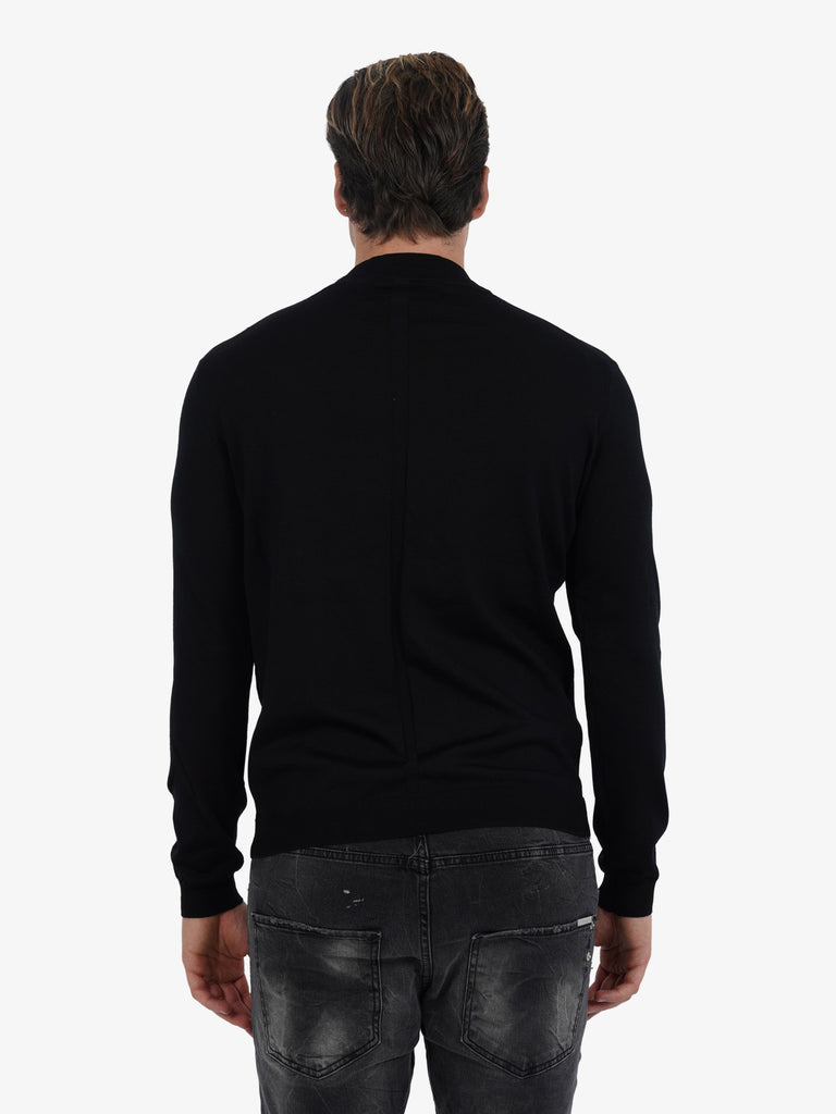 LOW BRAND Maglia a maniche lunghe K139 doppio girocollo uomo in lana nero