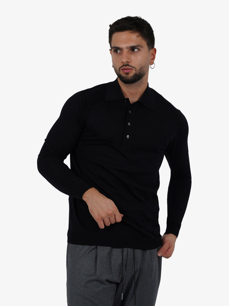 LOW BRAND Maglia a polo K153 uomo lana nero