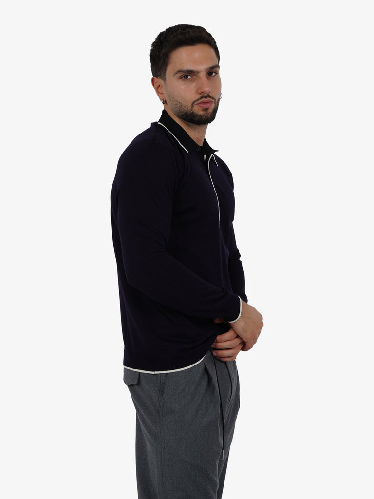 LOW BRAND Maglia a polo K181 uomo lana blu