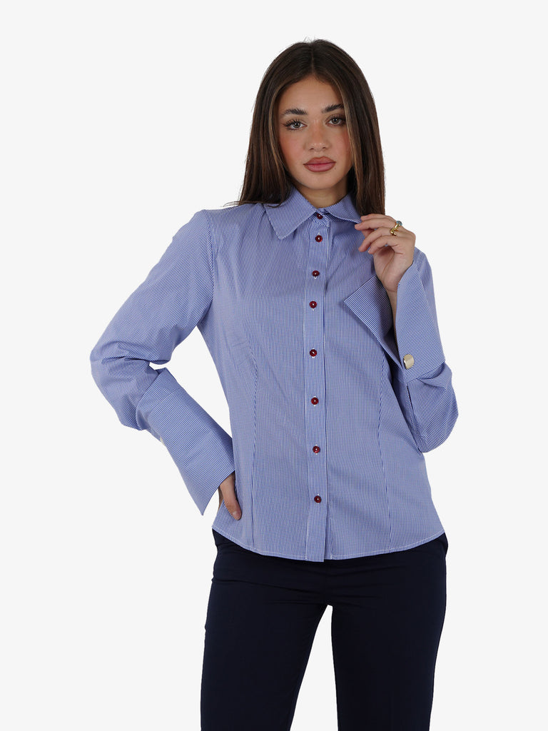 MERCI Camicia con polsi alti donna cotone azzurro