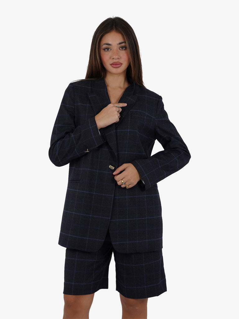 MERCI Blazer oversize tartan donna blu