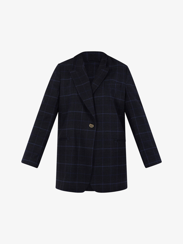 MERCI Blazer oversize tartan donna blu