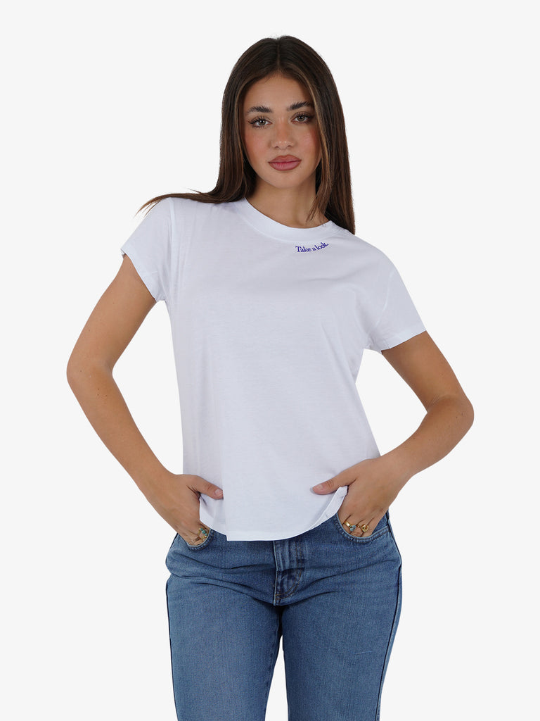 MERCI T-shirt con slogan donna cotone bianco