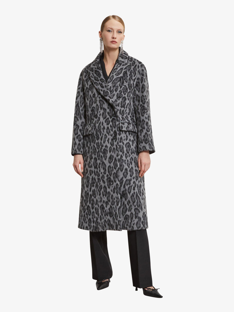 OTTOD'AME Cappotto lungo animalier LDM_DJ0022 donna grigio