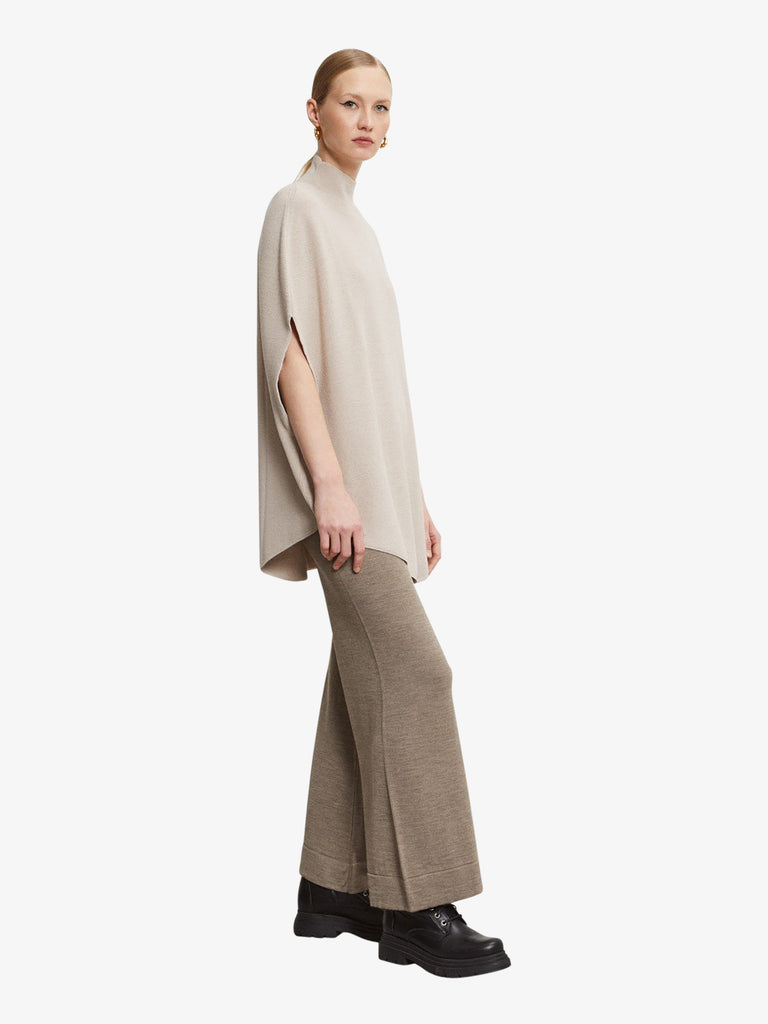 OTTOD'AME Pantalone palazzo in misto lana WOO_DK8147-1 donna beige