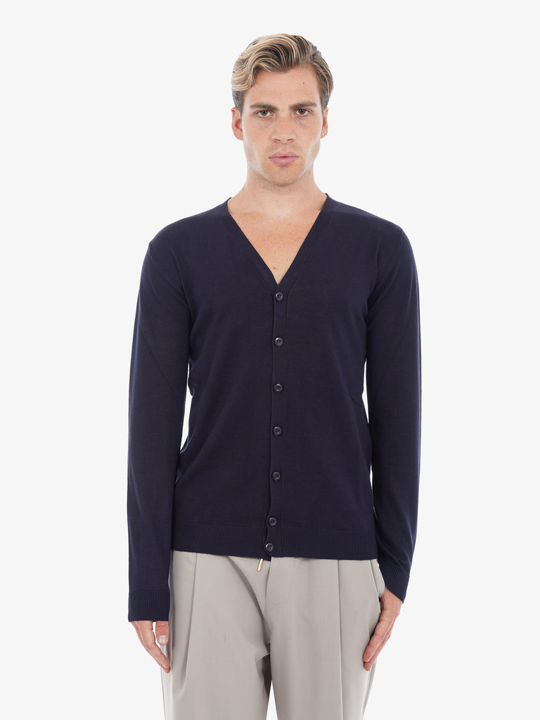 SSEINSE Cardigan 2504SS in misto viscosa uomo blu scuro