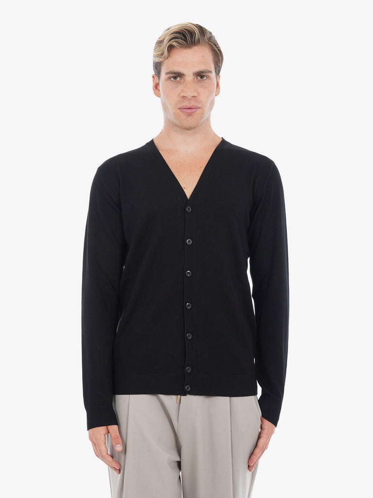 SSEINSE Cardigan 2504SS in misto viscosa uomo nero