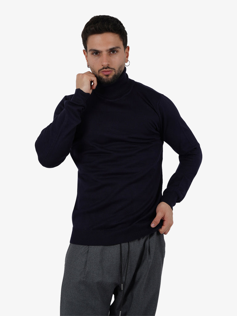 SSEINSE Maglia a collo alto MI2758SS uomo viscosa blu