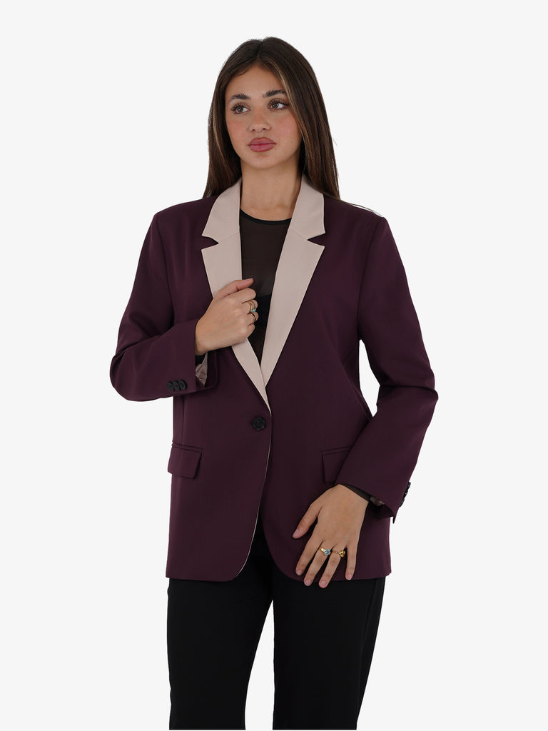 VICOLO Blazer bicolore donna bordeaux