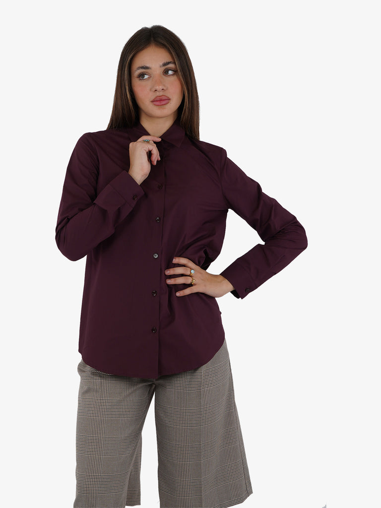 VICOLO Camicia basic donna cotone bordeaux