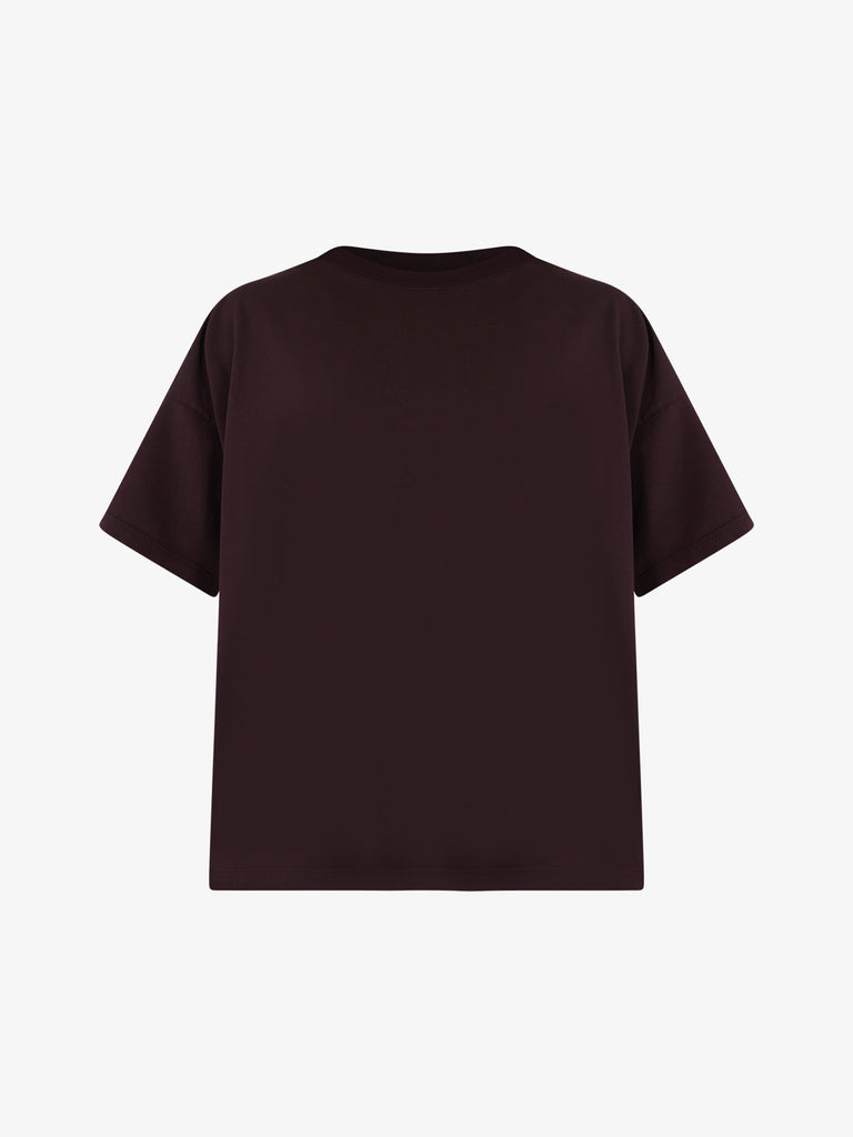 VICOLO T-shirt basic over donna cotone bordeaux