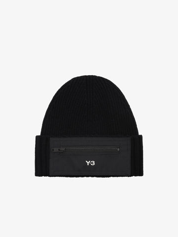 Y-3 Cappello Patch Beanie IY9273 uomo lana nero