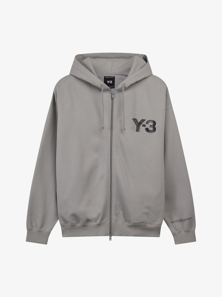 Y-3 Felpa con cappuccio zip con logo JD9808 uomo cotone grigio