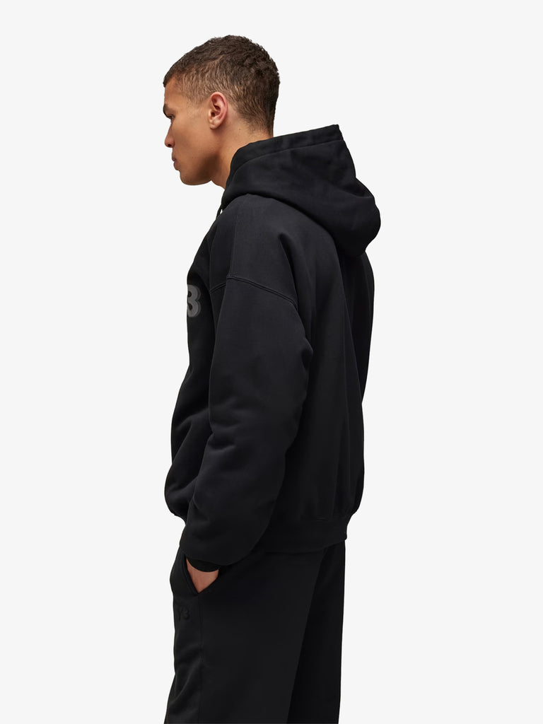 Y-3 Felpa con cappuccio zip con logo JE9278 uomo cotone nero