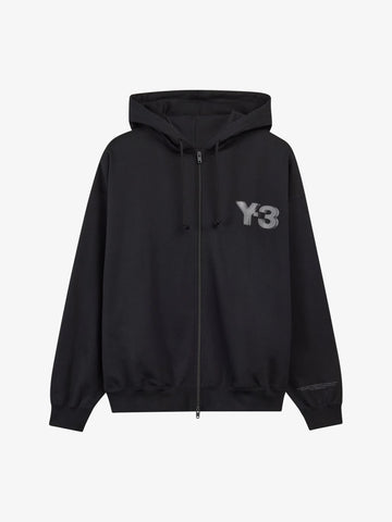 Y-3 Felpa con cappuccio zip con logo JE9278 uomo cotone nero