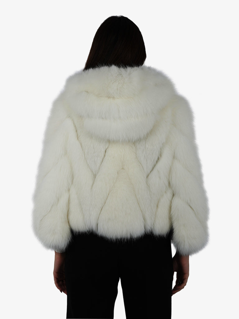 YES LONDON Pelliccia volpe donna pelle bianco