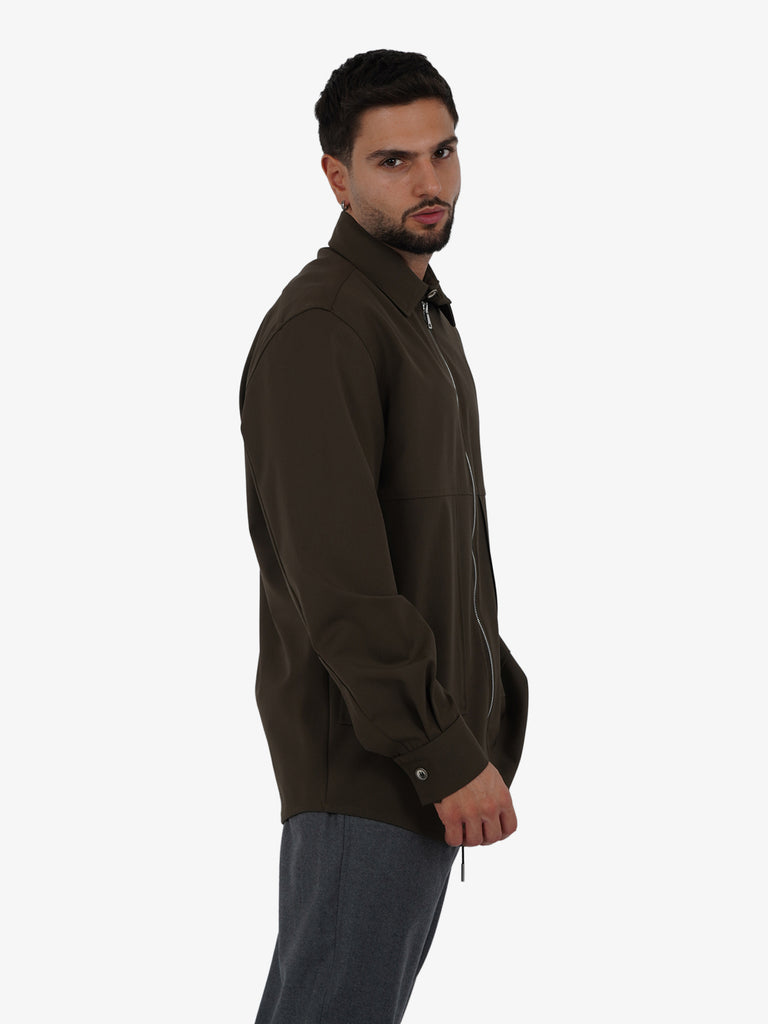 YES LONDON Camicia zip XCM7176 uomo verde