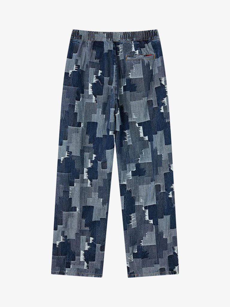 ACUPUNCTURE pantalone patch work uomo blu cotone