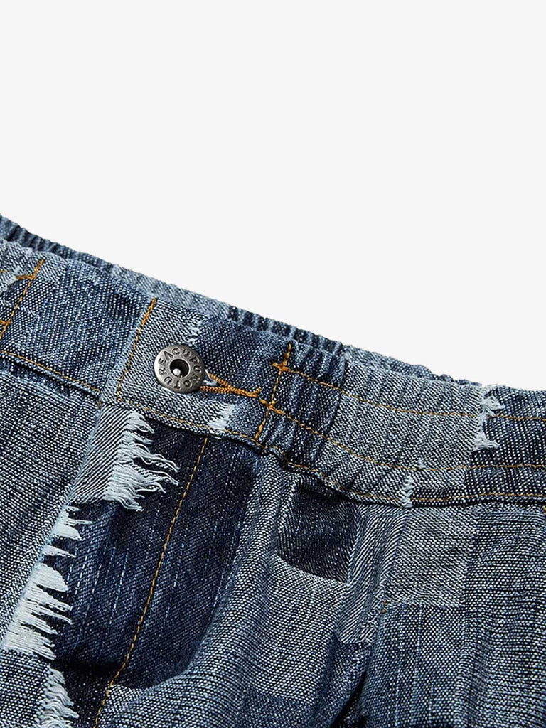 ACUPUNCTURE pantalone patch work uomo blu cotone