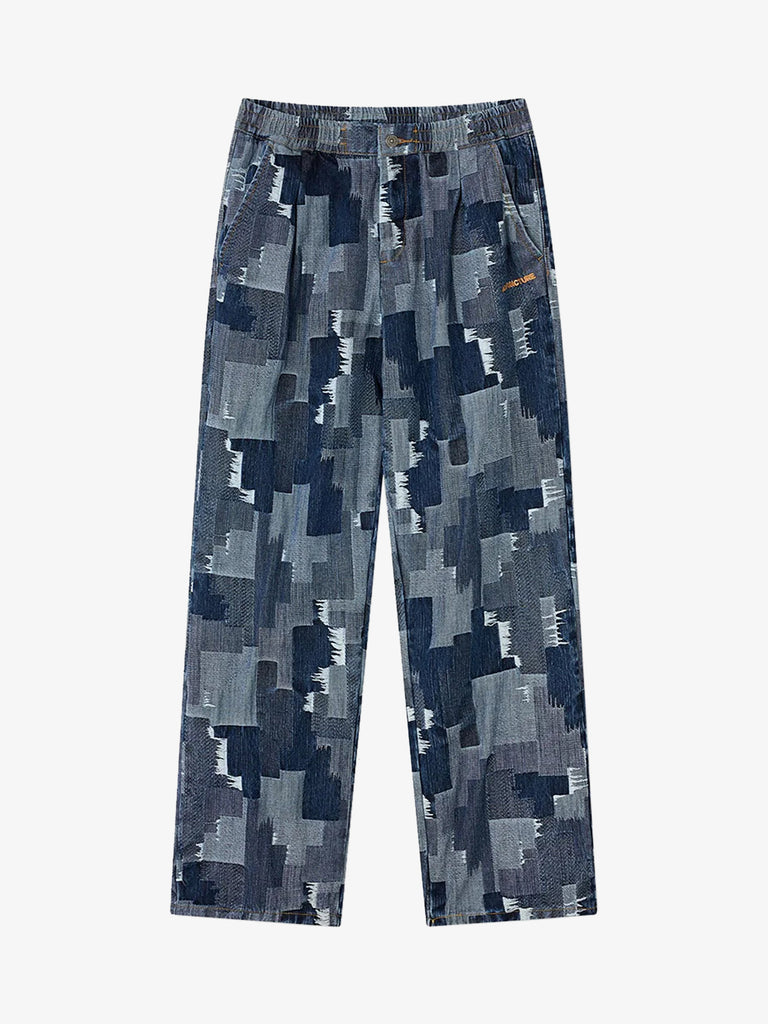 ACUPUNCTURE pantalone patch work uomo blu cotone