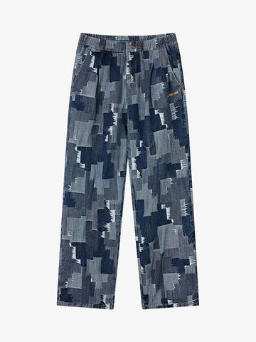 ACUPUNCTURE pantalone patch work uomo blu cotone
