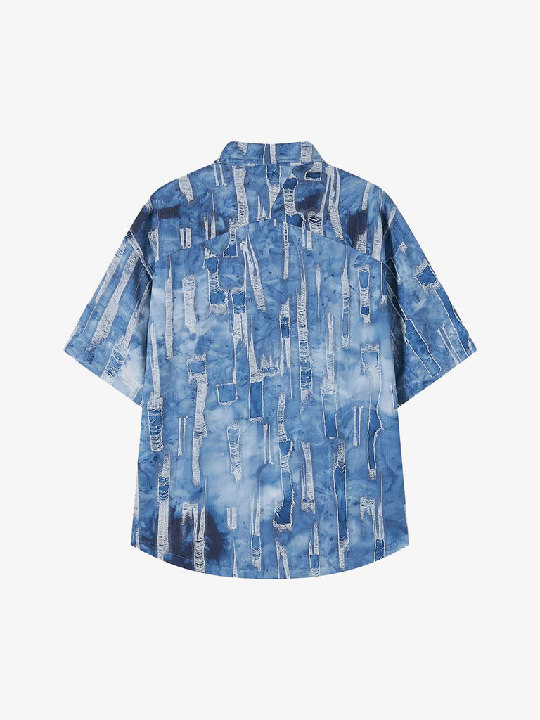ACUPUNCTURE camicia patch work uomo blu cotone