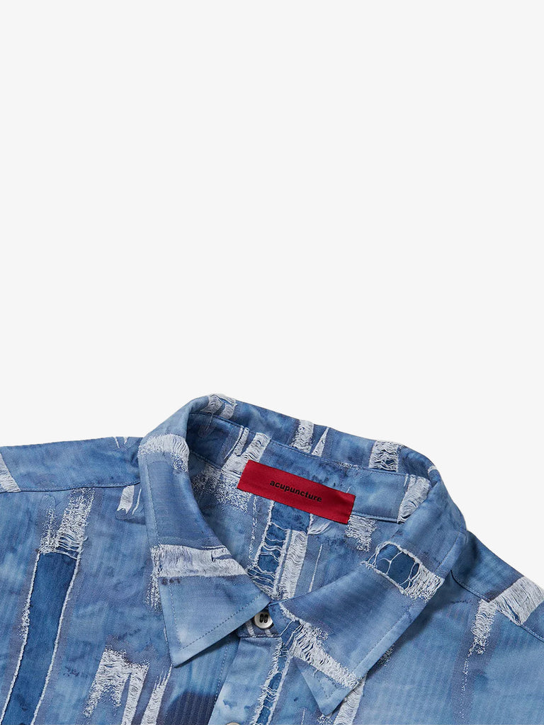 ACUPUNCTURE camicia patch work uomo blu cotone
