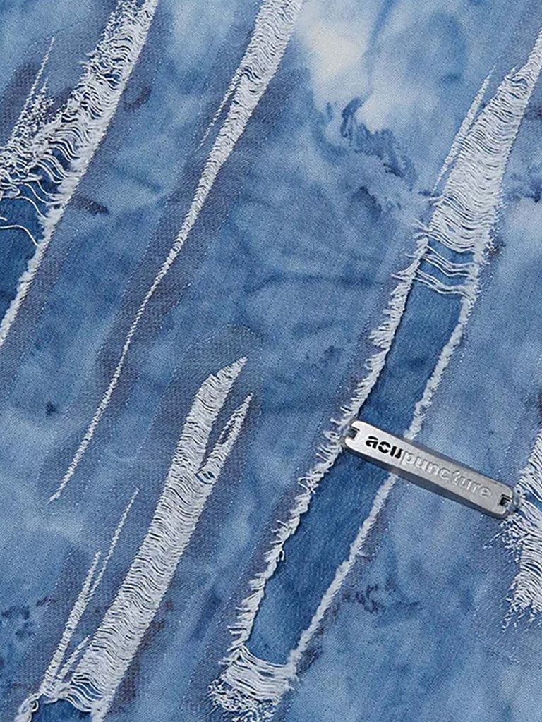 ACUPUNCTURE camicia patch work uomo blu cotone