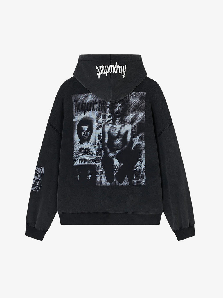 ACUPUNCTURE felpa con cappuccio punker zip uomo nero