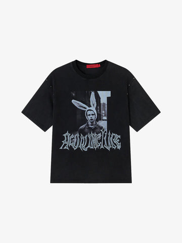 ACUPUNCTURE t-shirt rabbit uomo nero cotone