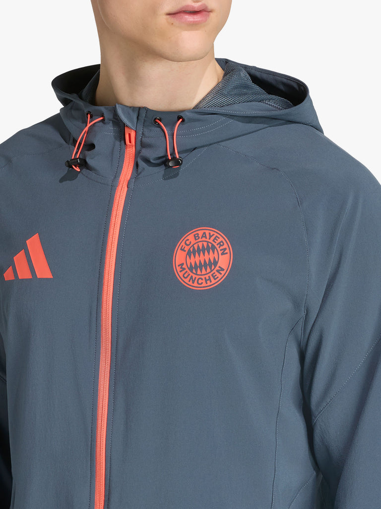 ADIDAS felpa con cappuccio fc bayern tiro 25 competition vis uomo grigio