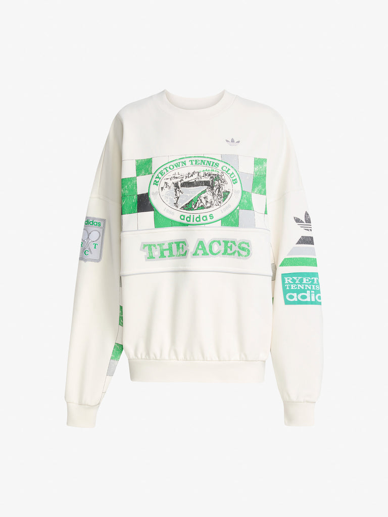 ADIDAS felpa girocollo archive court donna bianco cotone
