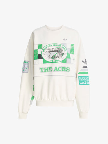 ADIDAS felpa girocollo archive court donna bianco cotone