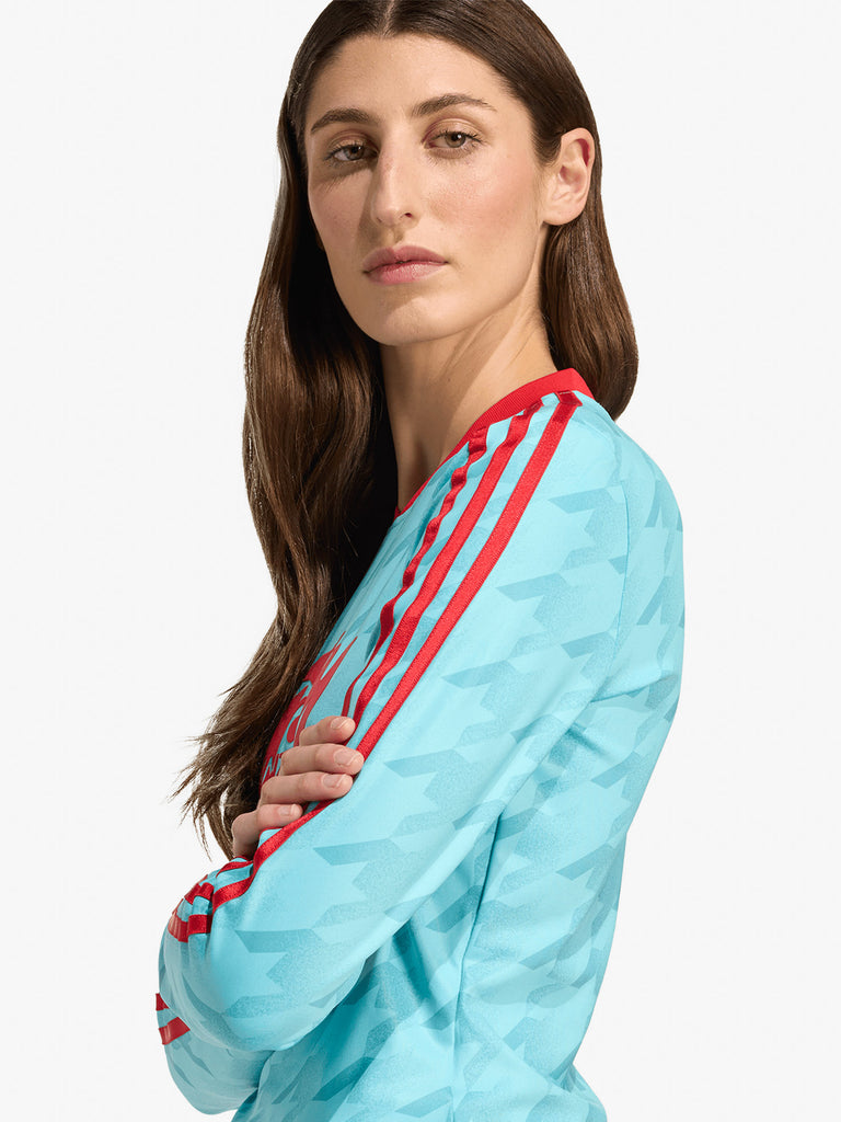 ADIDAS maglia a maniche lunghe footie aop donna azzurro