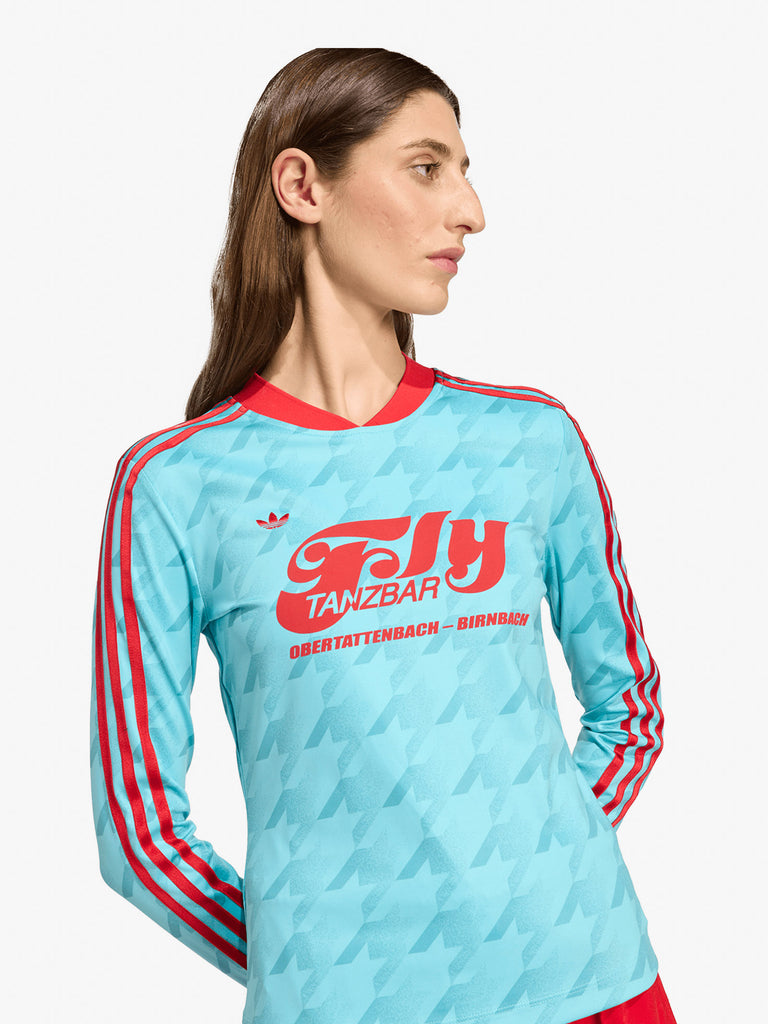 ADIDAS maglia a maniche lunghe footie aop donna azzurro
