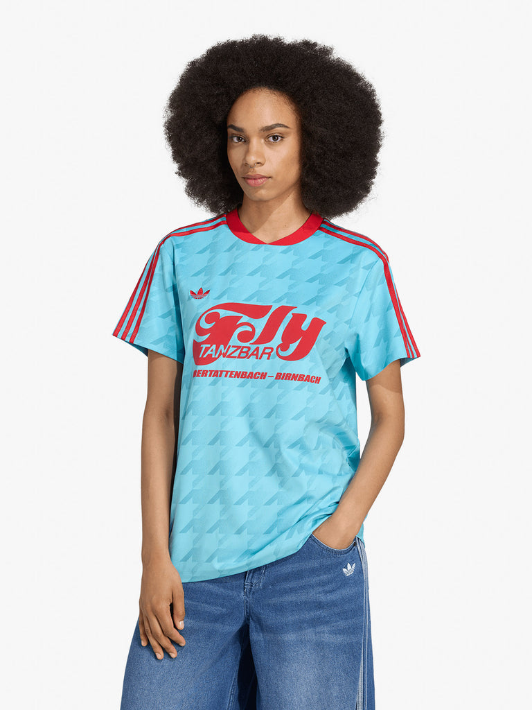 ADIDAS t-shirt graphic football donna azzurro