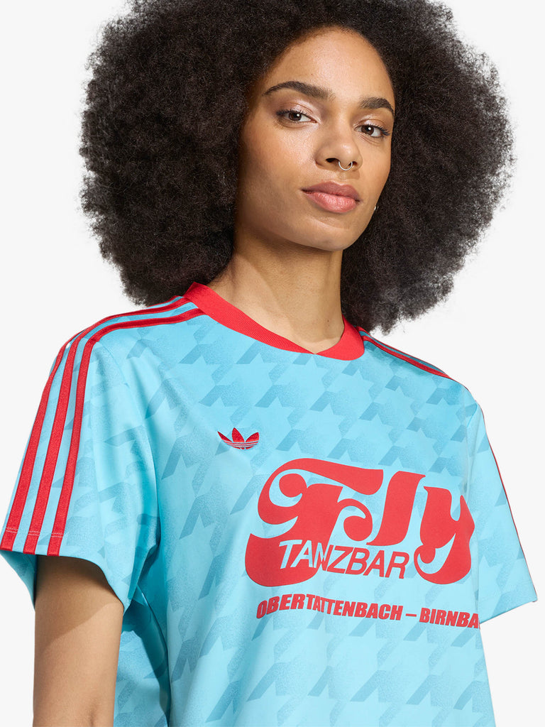 ADIDAS t-shirt graphic football donna azzurro