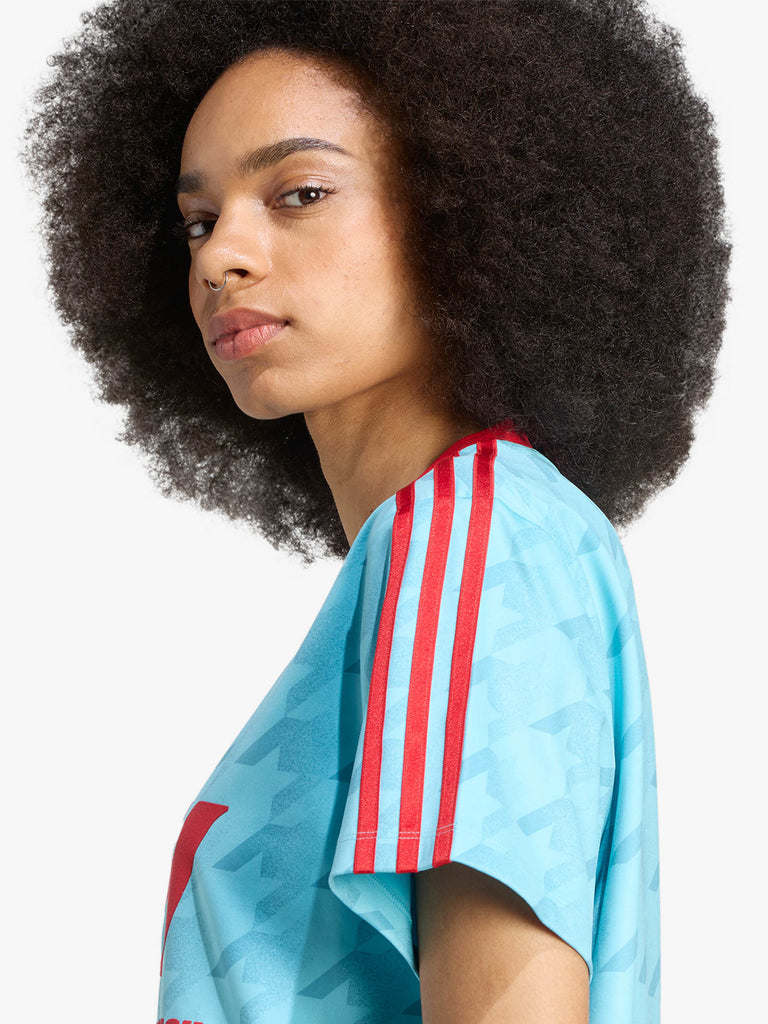 ADIDAS t-shirt graphic football donna azzurro