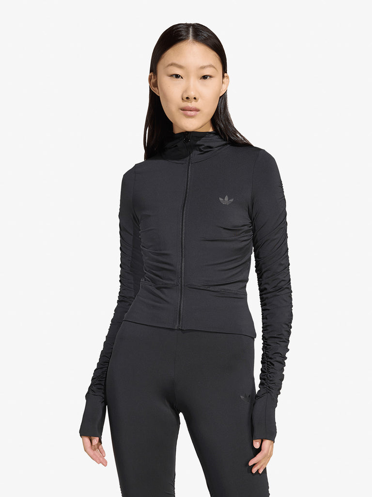 ADIDAS felpa con cappuccio ruched donna nero