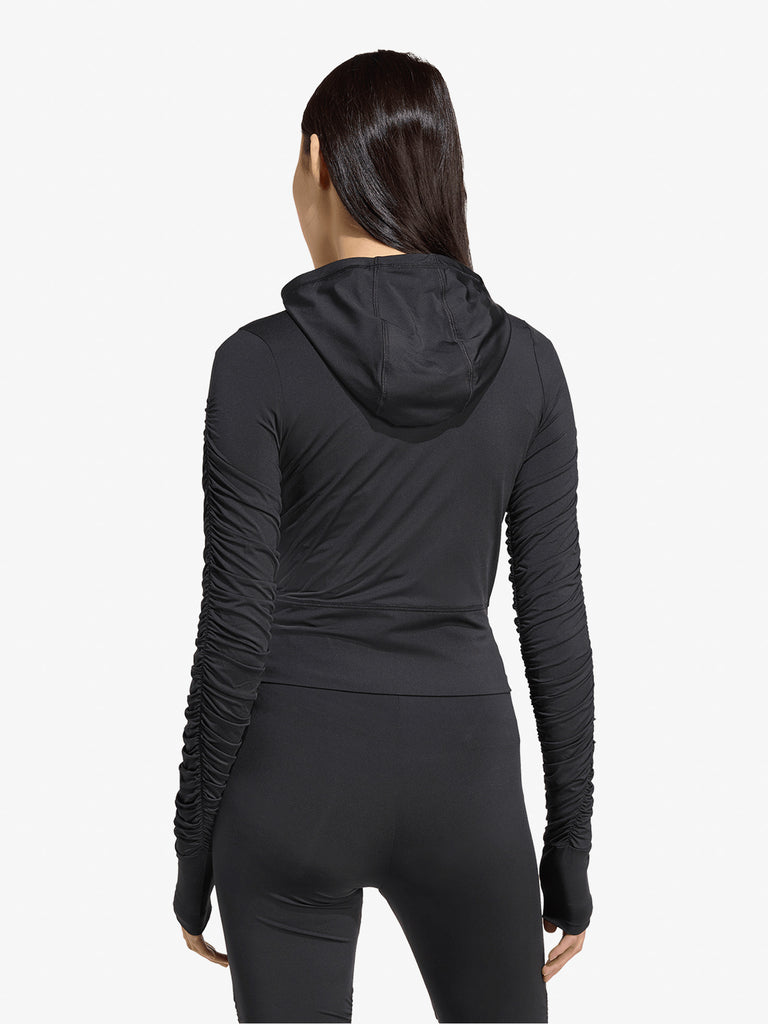 ADIDAS felpa con cappuccio ruched donna nero