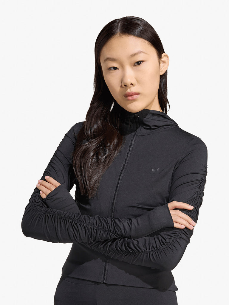 ADIDAS felpa con cappuccio ruched donna nero