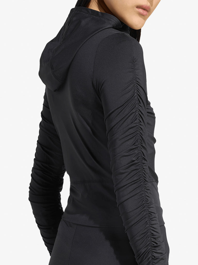 ADIDAS felpa con cappuccio ruched donna nero