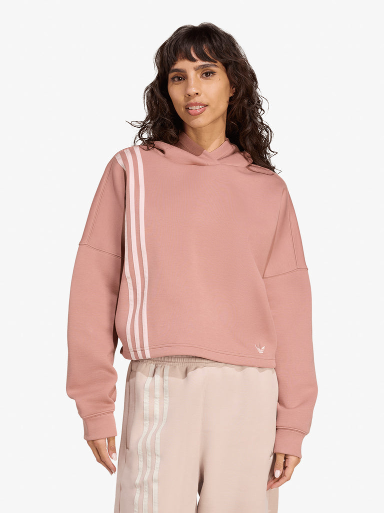 ADIDAS felpa con cappuccio 3 stripes donna rosa cotone