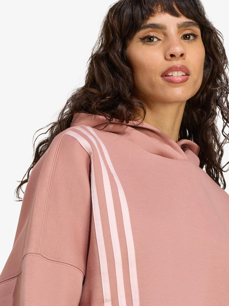ADIDAS felpa con cappuccio 3 stripes donna rosa cotone