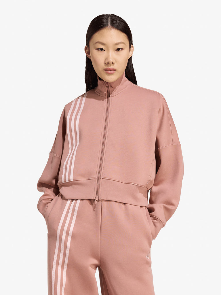 ADIDAS felpa girocollo 3 stripes zipup donna rosa cotone