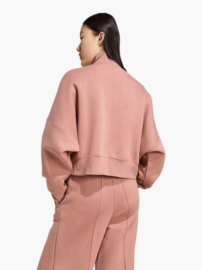 ADIDAS felpa girocollo 3 stripes zipup donna rosa cotone